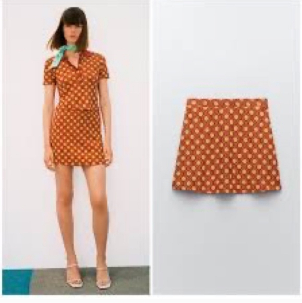 ZARA Geometric Print Mini Skirt - Large